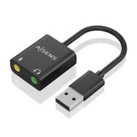 tarjeta de sonido aisens a106-0769 usb-a conversor a 2xjack 35mm 24bit 100db negra