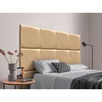 dhome cabecero tapizado para camas de 160 de polipiel premium compuesto de paneles autoadhesivos intercambiables lujo dormitorio acolchado champan