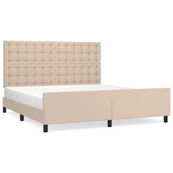 Estructura Cama Sin Colchón Cuero Sintético Capuchino 160x200cm Vidaxl