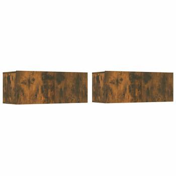 Mueble De Tv 2 Unidades Madera Contrachapada Color Roble 80x30x30 Cm