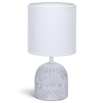 Aigostar - Lámparas de Mesita de Noche, Lámpara Mesa de Cerámica E14, Pantalla de Tela Color Blanco, Lamparas de Mesita de Noche Vintage para Dormitorio, Salón, Habitación, L13 x H26cm