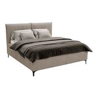 cama clovis 113 doble de color marron claro tapiz somieres 160x214x108cm