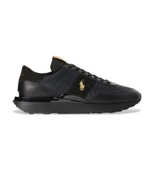 Polo Ralph Lauren para hombre. 809952269001 Zapatillas de piel Train 89 negro (40), Plano, Cordones, Casual