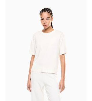 EA7 para mujer. 7W001015_AF13919 Camiseta en mezcla de viscosa Precious blanco (M), Deportivo, Manga corta