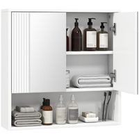 armario de bano de pared con espejo mdf y aglomerado kleankin 60 x 16 x 60 cm r blanco