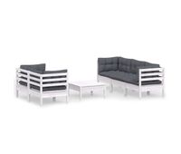 muebles de jardin 6 piezas con cojines antracita madera de pino