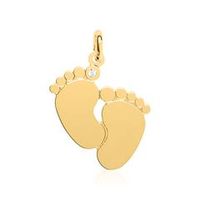 colgante de plata 925 chapado en oro con grabado de pies de bebe