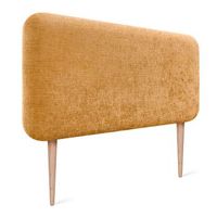 dhome cabecero tapizado en lana liso con patas redondeado para pared acusticos cabeceros absorbentes cabezal cama dormitorio mostaza 95cm