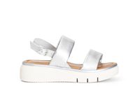 sandalias doble banda efecto laminado silver 38