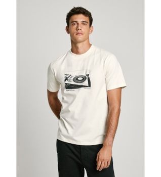 Pepe Jeans para hombre. PM509731 Camiseta Perry blanco (S), Casual, Algodón, Manga corta, Sostenible
