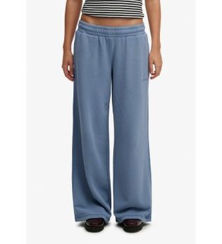 Superdry para mujer. W7011286A Pantalón Jogger Essential Logo Wide Leg azul (S), Casual, Algodón
