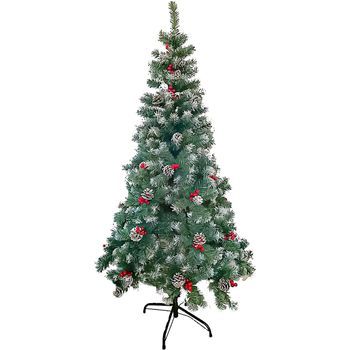 Árbol De Navidad Artificial, Soporte De Pie Metálico, Fácil Montaje, Embalaje En Caja, Verde Nevado, 210cm