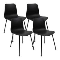pack de 4 sillas de diseno moderno fabricadas en polipropileno para comedor - 80 x 445 x 54 cm - negro