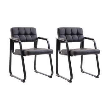 Set de 2 sillas con patas de metal y asiento en Simil cuero Negro