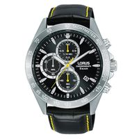lorus reloj hombre caja de acero pulsera genuine leather de color negro resistente al agua 5 atm