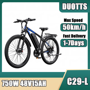Bicicleta Eléctrica DUOTTS C29-L de Aleación de Aluminio y Magnesio con Frenos Hidráulicos, Motor de 750W, Batería de 48V15AH, Llantas de 29 Pulgadas y 21 Velocidades