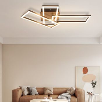 Nettlife Lámpara De Techo Led Dormitorio Marco Negro 64.3cm Regulable Con Control Remoto Moderno Regulable