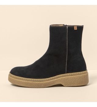 El Naturalista para mujer. 259011101005_001 Botines de piel N5901 Silk Suede Black / Arpea (36), Negro, Plano, 1 a 3cm, Cremallera, Casual