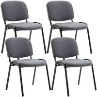 juego de 4 sillas de visita apilables para zona de espera en tejido gris base de 4 patas en metal negro 100003192