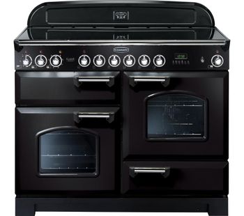 RANGEMASTER Classic Deluxe 110 Electric Ceramic Range Cooker - Black & Chrome, Black