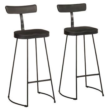 Taburetes De Barra 2 Uds Negro 49x43x103 Cm Madera Maciza Mango Vidaxl
