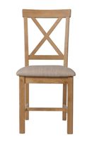 noah oak cross back dining chair with fabric seats - oak