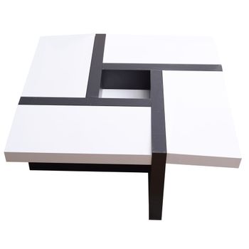 Mesa auxiliar cuadrada de mdf blanco y negro