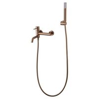 grifo banera-ducha oro rosa de laton con tubo pvc 180 cm y soporte abs