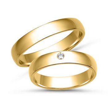 Alianzas 14 quilates oro amarillo con diamante