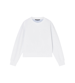 A|X Armani Exchange para mujer. XW002080AF21298U0002 Sudadera de cuello redondo con espalda en contraste blanco (M), Casual, Algodón, Manga