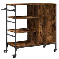 carrito de cocinarestanteria de cocina carrito de servir de madera roble ahumado 875x385x845 cm