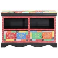 mueble de tv  mueble de salon  gabinete de tv multicolor 80 x 35 x 50 cm madera de mango maciza