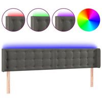 cabecero cama  panel de cabecera con led de terciopelo gris oscuro 183x16x7888 cm