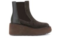 botines de ante y piel con elastico dark brown