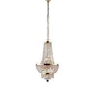 lampara de arana mozart en hierro y laton dorado con pedreria 5 luces 130 o35 bl189-5-or
