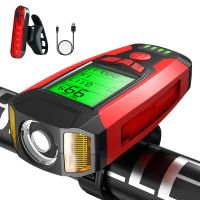 bikight juego de luces para bicicleta 3 en 1 350lm faro medidor de velocidad bocina con 4 modos luz trasera de advertenc