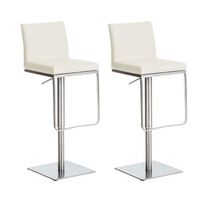 lote de 2 taburetes de bar panama tapizados en polipiel simil cuero crema 44x42x86 cm clp