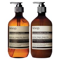aesop geranium cleanser and reverence hand wash duo worth 6000