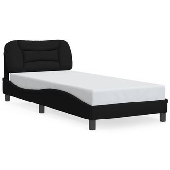 Estructura De Cama Con Led Sin Colchón Hvar Tela Negro 90x200 Cm Vidaxl