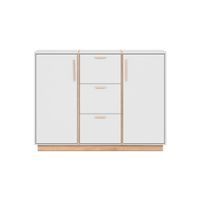 aparador 2 puertas y 3 cajones decorado en blanco y madera - l125 cm
