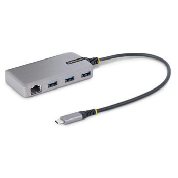 Hub USB-C StarTech VL817 3 Puertos USB-A 5Gbps Gigabit Ethernet 30cm Gris