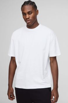 Basic Oversized Crew Neck T-Shirt, Blanco