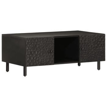 Mesa De Café - Mesa De Centro Madera Maciza De Mango Negra 100x54x40 Cm