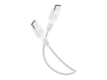 Cable USB-C - CellularLine POWER, a USB-C, Transferencia de datos, Carga segura, 60 cm, 60W, Blanco