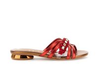 sandalias estilo slipper en efecto piel laminada con detalles de pedreria red 37