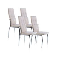 pack 4 sillas de comedor 57x44 cm metal tejido - beige