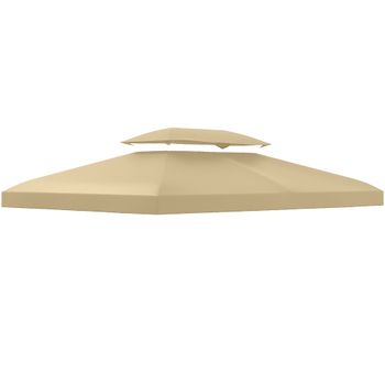 Outsunny Techo para Cenador Cubierta de Repuesto 4x3 m de 2 Niveles Toldo para Pérgola Recambio con 10 Orificios de Drenaje Crema   Aosom España