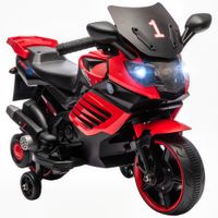 aiyaplay moto electrica para ninos 6v con ruedas de apoyo musica faro para ninos de 18-36 mesas rojo   aosom espana