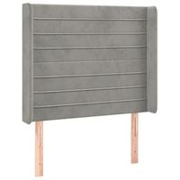 cabecero cama mueble de dormitorio con led de terciopelo claro 93 x 16 x 118128 cm gris m020001527
