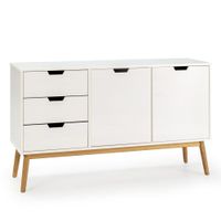 aparador 3 cajones y 2 puertas blanco madera de pino maciza